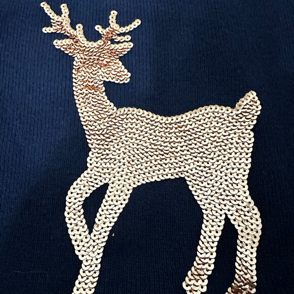 NEW | Talbots Blue Mockneck Sequin Reindeer Sweater NWT | S Petite | Holiday - Picture 10 of 13